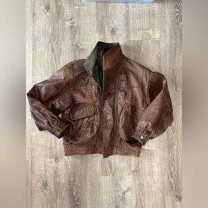 Men's vintage brown leather jacket